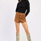 Suede Low rise Shorts - DAVERRI FASHIONS