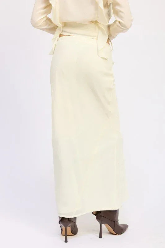 Satin Maxi Skirt with Drawstring - DAVERRI FASHIONS