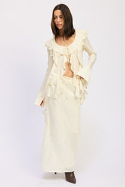 Satin Maxi Skirt with Drawstring | Daverri Fashions