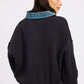 Emory Park Contrasted Oversized Sweater with Collar Sweaters