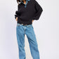 Emory Park Contrasted Oversized Sweater with Collar Sweaters