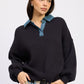 Emory Park Contrasted Oversized Sweater with Collar NAVY Sweaters