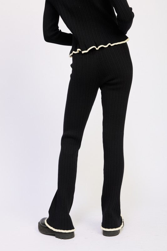 FLARED KNIT PANT WITH LETTUCE HEM
