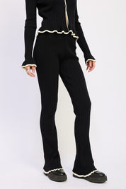 FLARED KNIT PANT WITH LETTUCE HEM | Daverri Fashions