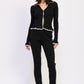 FLARED KNIT PANT WITH LETTUCE HEM BLACK