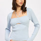 SQUARED NECK KNIT TOP WITH CUT OUT DETAIL - DAVERRI FASHIONS