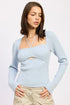 SQUARED NECK KNIT TOP WITH CUT OUT DETAIL - DAVERRI FASHIONS