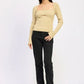 SQUARED NECK KNIT TOP WITH CUT OUT DETAIL - DAVERRI FASHIONS