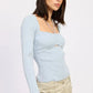 SQUARED NECK KNIT TOP WITH CUT OUT DETAIL - DAVERRI FASHIONS