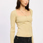 SQUARED NECK KNIT TOP WITH CUT OUT DETAIL - DAVERRI FASHIONS
