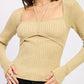 SQUARED NECK KNIT TOP WITH CUT OUT DETAIL - DAVERRI FASHIONS