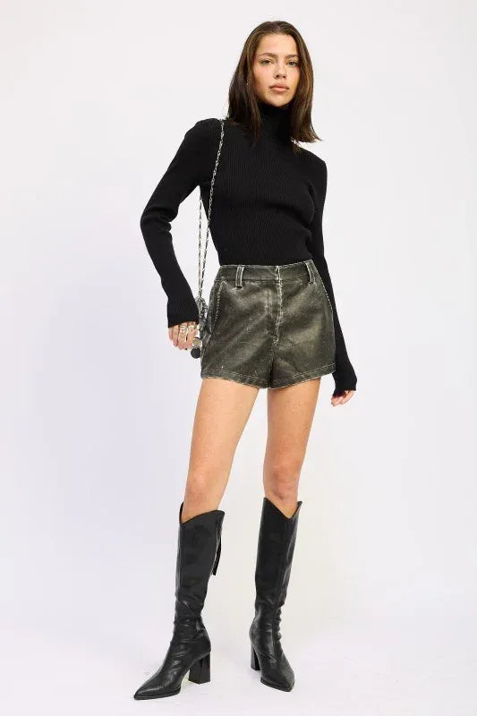 Long Sleeve Turtle Neck Bodysuit with Open Back - DAVERRI FASHIONS