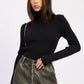 Long Sleeve Turtle Neck Bodysuit with Open Back - DAVERRI FASHIONS