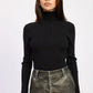 Long Sleeve Turtle Neck Bodysuit with Open Back - DAVERRI FASHIONS