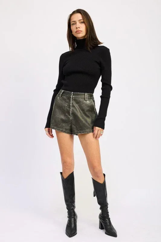 Long Sleeve Turtle Neck Bodysuit with Open Back - DAVERRI FASHIONS