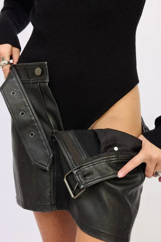 Long Sleeve Turtle Neck Bodysuit with Open Back - DAVERRI FASHIONS