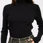 Long Sleeve Turtle Neck Bodysuit with Open Back - DAVERRI FASHIONS