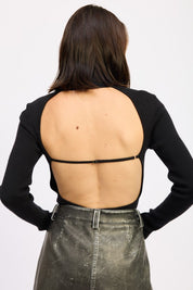 Long Sleeve Turtle Neck Bodysuit with Open Back | Bodysuits Daverri Fashions