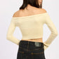 Off Shoulder Crop Top - Long Sleeve Ribbed Bardot Style - DAVERRI FASHIONS