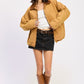 CONTRASTED COLLAR JACKET WITH POCKETS