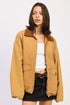 CONTRASTED COLLAR JACKET WITH POCKETS COCO BROWN