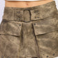 LOW RISE CARGO SUEDE MINI SKIRT