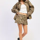 LOW RISE CARGO SUEDE MINI SKIRT DK BROWN WASH