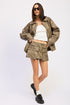LOW RISE CARGO SUEDE MINI SKIRT DK BROWN WASH