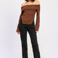RIBBED OFF SHOULDER SWEATER WITH ZIPPER