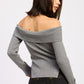 RIBBED OFF SHOULDER SWEATER WITH ZIPPER