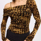 ANIMAL PRINT FLOCKING MESH ASYMMETRICAL BODYSUIT - DAVERRI FASHIONS