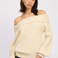 Rose Appliqué Off Shoulder Blouson Sweater - DAVERRI FASHIONS