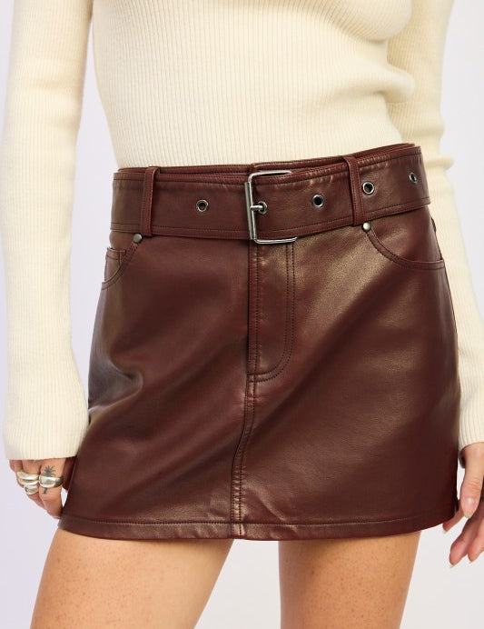 PU SKIRT WITH BELT | Daverri Fashions