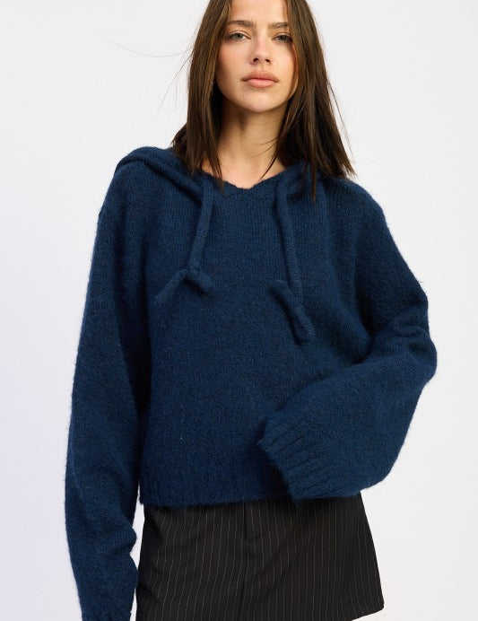 NAVY Fringe Hoodie with Drawstrings | Hoodies Daverri Fashions