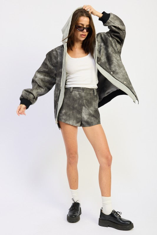 LEATHER MIX MEDIA BOMBER JACKET | Bomber Jackets Daverri Fashions