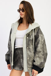 LEATHER MIX MEDIA BOMBER JACKET | Bomber Jackets Daverri Fashions
