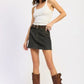 Mix Media Denim Mini Skirt with Pockets - DAVERRI FASHIONS