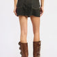 Mix Media Denim Mini Skirt with Pockets - DAVERRI FASHIONS