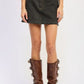 Mix Media Denim Mini Skirt with Pockets - DAVERRI FASHIONS