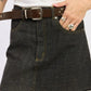 Mix Media Denim Mini Skirt with Pockets - DAVERRI FASHIONS