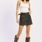 Mix Media Denim Mini Skirt with Pockets - DAVERRI FASHIONS