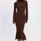 Turtle Neck Midi Dress with Back Cutout - DAVERRI FASHIONS