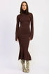 Turtle Neck Midi Dress with Back Cutout - DAVERRI FASHIONS