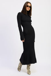 Turtle Neck Midi Dress with Back Cutout | Midi Dresses Daverri Fashions