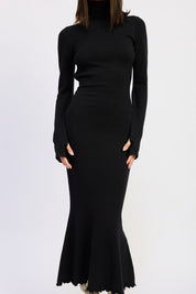 Turtle Neck Midi Dress with Back Cutout | Midi Dresses Daverri Fashions