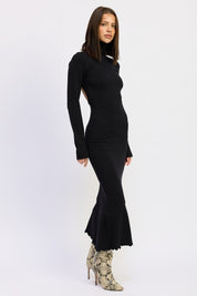 Turtle Neck Midi Dress with Back Cutout | Midi Dresses Daverri Fashions