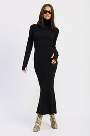 Turtle Neck Midi Dress with Back Cutout | Midi Dresses Daverri Fashions