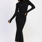 Turtle Neck Midi Dress with Back Cutout - DAVERRI FASHIONS