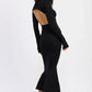 Turtle Neck Midi Dress with Back Cutout - DAVERRI FASHIONS