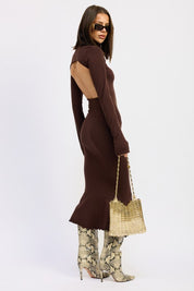Turtle Neck Midi Dress with Back Cutout | Midi Dresses Daverri Fashions